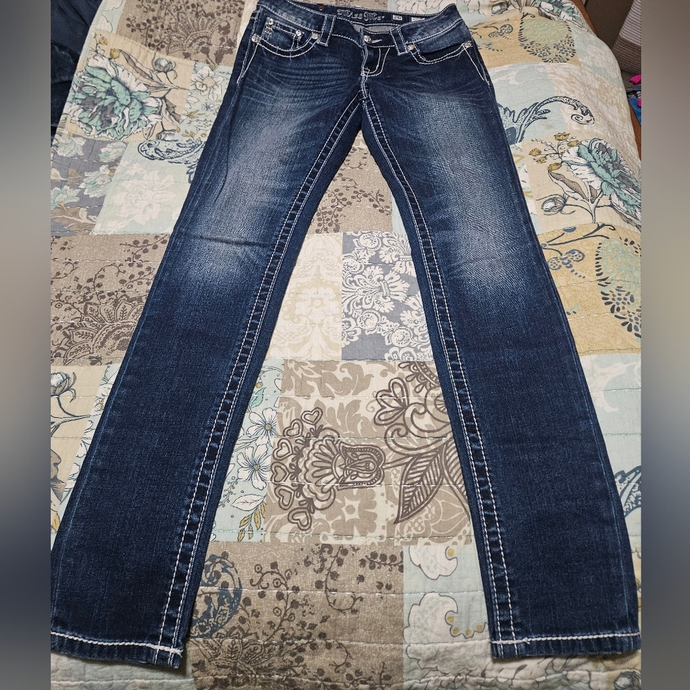 Miss Me Cute Floral Bling Skinny Jeans
